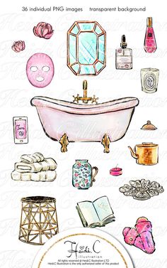 an image of a bathroom scene with bathtub and accessories