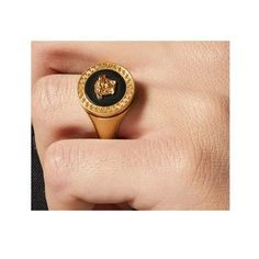 ***Large Sizes (Mens Including), Ask Me Please Ring In Gold-Tone Brass. One Of The Most Stylish Versace Cocktail Rings (Saw Them All) In Love With This One (Saw All Of Them), What A Classy Statement! Signature Medusa, Engraved Signature Greek Key Pattern, And Black Resin Fill At Face. Logo Engraved At Inner Band. Brass, Resin. Different Sizes Luxury Black Tarnish-resistant Ring, Versace Ring Mens, Medusa Ring, Versace Ring, Womens Skirt Outfits, Cast Rings, Versace Gold, Crystal Logo, Versace Jewelry