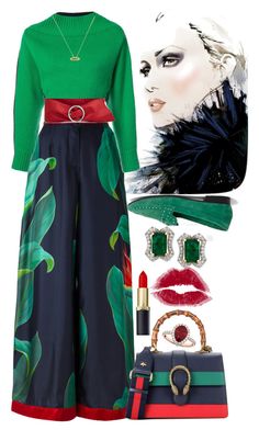 Luxury Green Casual Sets, Luxury Green Trendy Pants, Green And Red Outfit, Red And Green Outfit, Chic Green Gucci Shoulder Bag, Chic Green Gucci Bag, Green Trousers Outfit, Edgy Work Outfits, Green Gucci Bag With Gold-tone Hardware