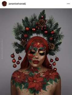 Christmas Face Makeup, Cute Christmas Makeup Looks, Cute Christmas Makeup, Christmas Holiday Makeup, Fun Christmas Makeup, Art Makeup Looks, Makeup Looks Fall, Unique Makeup Ideas