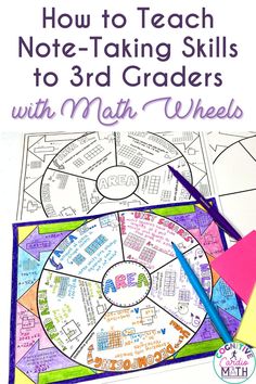 a book with the title how to teach note - taking skills to 3rd graders with math wheels