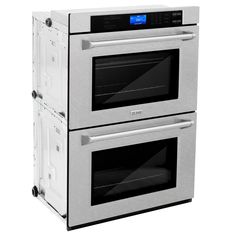 two white ovens side by side on a white background