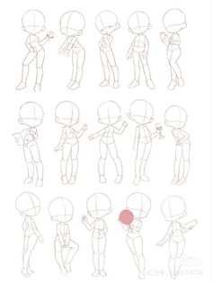 an animation character's head and body, with different poses for each character to draw