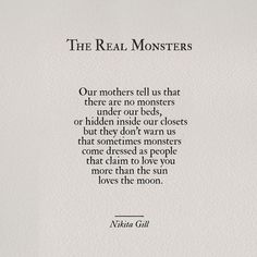 the real monsters quote on white paper