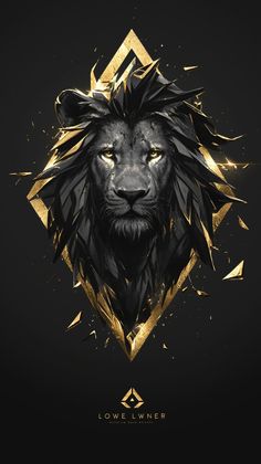 a lion's head with gold foil on it and the words lowliner written in black