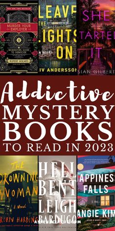 the front cover of an adult mystery book, with many different books in each section