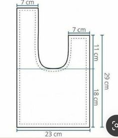 an image of a bag with measurements for the bottom and side, on a white background