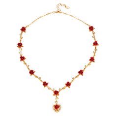 PRICES MAY VARY. 12 Rose Flower Charm Necklace: red rose floral decoration collar bib necklace for women girls. I love you forever and never fade. Material: copper based, 18k Real Gold Plated; hypoallergenic, lead free, nickel free. Size: length 16 inch, with 2 inches extender: weight 24.4 grams. Package -come with U7 box and a black velvet pouch; great jewelry for lover, girlfriend, mother, sister, best friend on wedding/anniversary/party/Christmas. Flower Necklaces for women, cute romantic flo Dozen Roses, Flower Charm Necklace, Heart Rose, Collar Choker, Birthday Thanksgiving, Sister Friends, Wedding Party Jewelry, Red Necklace, Rose Pendant