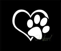 a heart shaped paw print on a black background