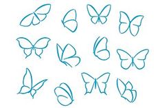 blue butterfly outlines on white background