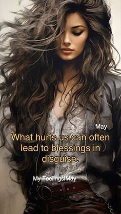 a woman with long hair and a quote on it