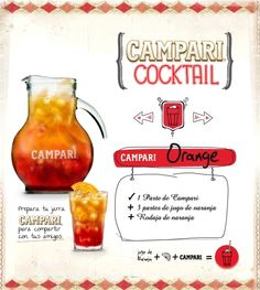 an advertisement for campari cocktail with orange juice