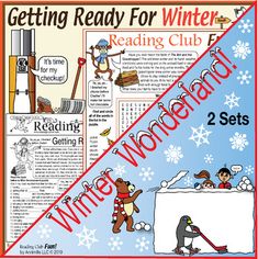 the winter reading club is set to be read by two students and has an image of penguins