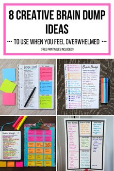 8  easy brain dump ideas to use when you are feeling anxious or overwhelmed. Make a brain dump list to help you prioritize your to do list and make a plan! Teachers Ideas For Classroom, Work List Organization, Organization To Do List Ideas, To Do List Prioritize, Prioritize To Do List, Productivity Board Ideas, Cute Planner Ideas For School, Project Flow Chart Ideas, Creative Office Organization