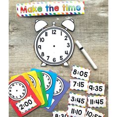 This interactive resource is great to work on telling the time in a fun and engaging way!  Your children will work telling time to the hour, half-hour, quarter past and quarter to. It also includes times like 11:55, 1:35, 2:40 so you can differentiate the activity. Children will have to draw the hands of the clock that matches the time cards. This is a great resource to incorporate into your unit as a guided math centre rotation, review exercise, small group work, morning work, intervention or r Time Activity For Kindergarten, Analog Clock Activities, Telling Time Worksheets Kindergarten, O Clock Activities, Telling Time Activities For Kindergarten, Clock Worksheets Kindergarten, Montessori First Grade, O Clock Worksheet, Montessori Writing Activities