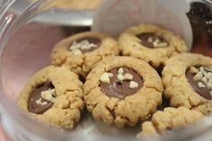 chocolate chip cookies are in a plastic container