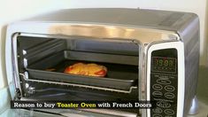 a toaster oven with food cooking in it