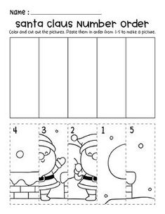 the santa claus number order worksheet