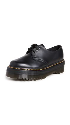 PRICES MAY VARY. Padded collar Made with classic Docs, including grooved edges and visible stitching Constructed on the iconic and comfortable Dr. Martens air-cushioned sole Made with Polished Smooth, the original Dr. Martens leather that's super-durable, and polished to a high shine Platform height: 1 1/2 in; Heel height: 1 7/8 in Built for comfort, the original 5-eye 8053 shoe is made with a padded collar and air-cushioned soles and now comes with an empowering 1 1/2 inch platform sole and hig Dr Martens Shoes Women, Dr Martens 1461 Quad, Dr Martens Platform, Black Shoes Women, Doc Marten Oxford, Dr Martens Shoes, Goodyear Welt, Doc Martens, Platform Shoes