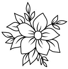 a black and white drawing of a flower