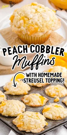 peach cobbler muffins with homemade streusel topping