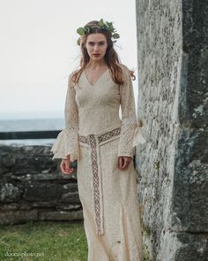 Celtic Handfasting Wedding Dress Sleeved Wedding Dress | Etsy Viking Dress Modern, Celtic Boho Dresses, Celtic Dress Medieval Collectibles, Farmer’s Wife Wedding Dress, Celtic Women Dress, Viking Wedding Dress, Irish Wedding Dresses, Handfasting Dress, Celtic Handfasting