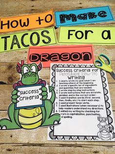 how to make tacos for a dragon writing activity