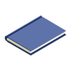 a blue book is open on a white background and it has a blank page in the middle