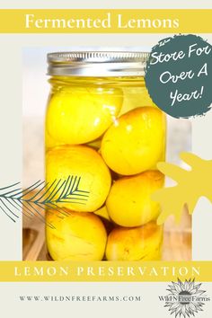 lemons in a jar with text overlay that reads fermeted lemons store for open a year