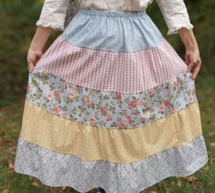 sponsored - Find many great new & used options and get the best deals for CUSTOM Ladies Plus long full tiered blue pink skirt patchwork floral S M L XL 1X at the best online prices at eBay! Free shipping for many products! Quilt Skirts, Flowy Skirt Pattern Free, Pink Skirt Long, Flowy Skirt Pattern, Patchwork Clothing, Patchwork Skirt Pattern, Tiered Skirt, Layered Ruffle Skirt, Skirt Pattern Free