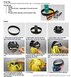 instructions on how to make a leather headband with scissors and other accessories for hair