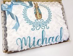 a box that has some kind of cloth in it with the name michael on it