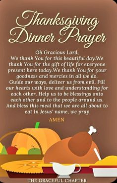 a thanksgiving dinner prayer with turkey and bread