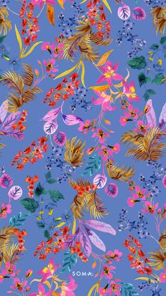 Shop Soma's Blooming Tropical Blue print. Tropical Blue, Fabric Pattern, Blue Print, Fabric Patterns