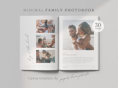 an open photobook with photos and text