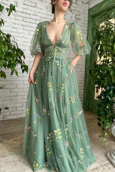 Sage Green Prom Dress, Lace Long Prom Dress, Green Tulle, A Line Evening Dress, Prom Dresses With Pockets, Tulle Evening Dress, Dresses Formal Elegant, Lace Prom Dress, فستان سهرة