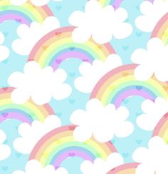 rainbows and clouds in the sky with hearts