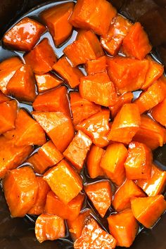 cooked carrots in a slow cooker with oil