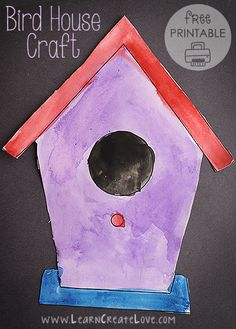 the bird house craft is made with watercolor paper