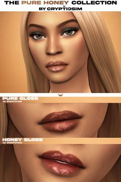 Discover this Sims 4 lip gloss CC collection at number 49 on my Sims 4 makeup CC list! The Pure Honey Collection shines with 18 gorgeous swatches of Pure Gloss and Honey Gloss, adding the perfect glossy finish for both natural and glam styles. This list also has the best Maxis Match makeup finds, from Sims 4 lipstick CC and eyeliner CC to blush CC, eyeshadow CC, highlighter CC, and contour options. I’ve pinned this for easy access—most items come in Sims 4 CC packs for a quick download, making it perfect for any beauty-loving Sim! Maxis Match Lipstick, Makeup Finds, Pure Honey