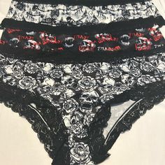 Questions? Leave A Comment Below! Morvia 3pk Cheeky Goth Emo Panties Plus Size Skull Sun & Bats Lingerie New With Lace Trim Panties Plus Size, Skull Bones, Lace Lingerie, Skull And Bones, Women's Intimates, Lace Trim, Bones, Lingerie, Black White