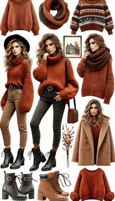 Brown Christmas Outfit, Cold Autumn Outfits, Outfits For November, Polyvore Outfits Fall, Western Fall Outfits, Outfits For Short Women, Layering Outfits Fall, Cold Outfit, Modeling Poses