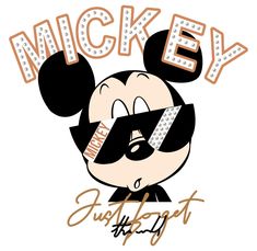 mickey mouse with sunglasses and the words mickey