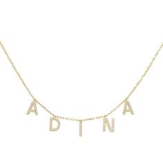 Gold Custom Block Name Necklace | Adina Eden Jewels Cute Name, Name Necklaces, Sparkle Necklace, Initial Name, Gold Name Necklace, Rock On, Delicate Chain, Letter Pendants, Upper Case