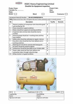 a worksheet with instructions on how to use an air compressor