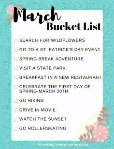 the march bucket list with flowers on it