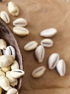 some nuts are in a bowl on a table