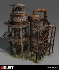 ArtStation - Rust - Radtown Buildings, Howard Schechtman Steam Punk Buildings, Steampunk Environment, Steampunk Village, Steampunk Building, Steampunk Workshop, Blender Inspiration, Steampunk Vehicles, Necromunda Terrain, Steampunk House