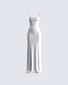 Exude a type of elegance that will make everyone swoon over you with this ivory cowl maxi dress ✨ Crafted from silky knit jersey fabric that's fully lined, and complete with a bodycon fit, adjustable clear illusion straps, and a pull-on style for a sleek and sexy look 🤍 Ivory Bridal Gown, White Corset Dress, Ivory Maxi Dress, Yellow Mini Dress, Backless Maxi Dress, Maxi Dress Outfit, Silky Dress, Bodycon Maxi Dresses, Backless Maxi Dresses