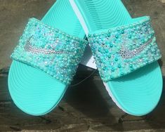 -Custom-Made+Bedazzled+Nike+Slides  -Women's+Sizes+Available  -All+slides+are+stones+are+bonded+with+glue  -Expedited+shipping+is+available  -All+orders+can+be+customized+and+all+inquires+are+welcomed+and+will+be+responded+to+within+24+hours  -Additional+stones+are+available  -All+Slides+are+hand... Trendy Nike Shoes Work, Shoes For Women Nike Rhinestone, Bling Nike Shoes Blue, Nike Shoes For Nursing, Nike Slides Womens, Custom Nike Slides, Diy Glitter Shoes, Bedazzled Shoes Diy, Bedazzled Shoes